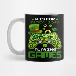 P is for playing games st patricks day Mug